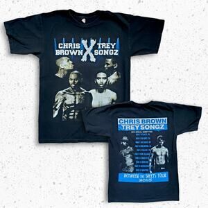 Vtg Early Y2k Chris Brown X Trey Songz Between The Sheets Tour Tshirt Sz Small